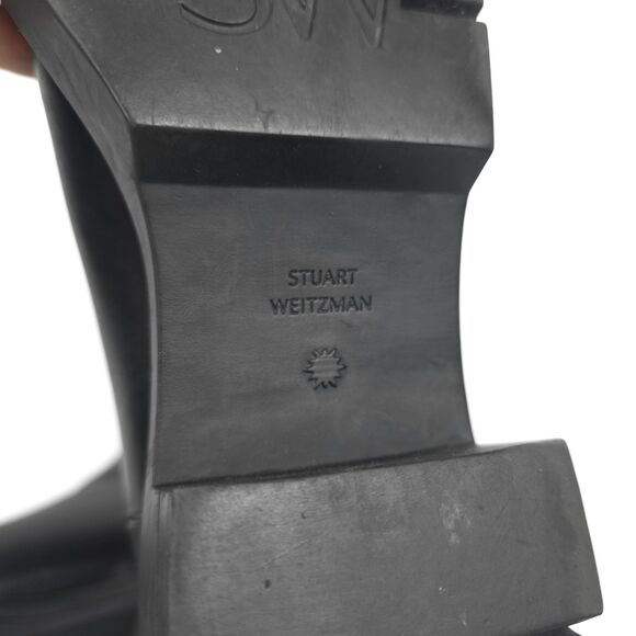 STUART WEITZMAN Norah Lift Lug Sole Leather Boots Clean Girl Minimal Grunge Boho - Picture 9 of 10